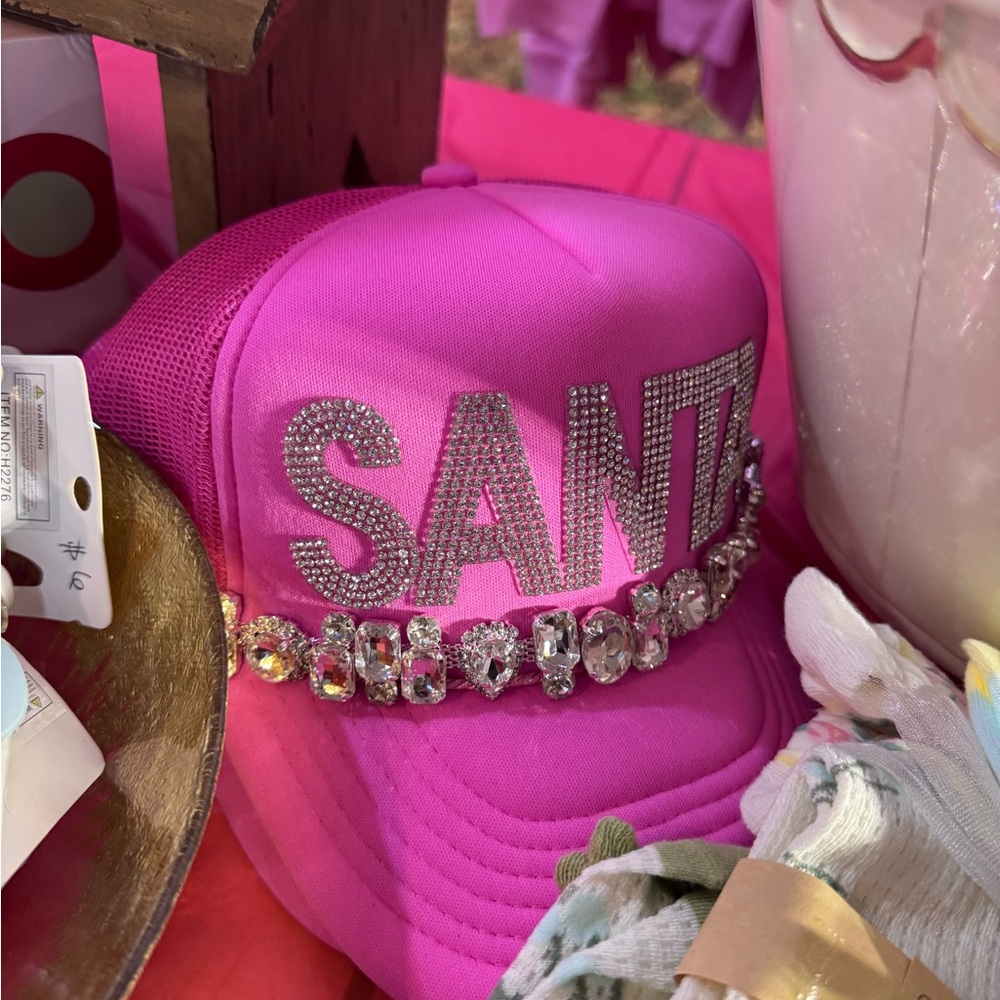 SANTA Pink Rhinestone Women's Cap